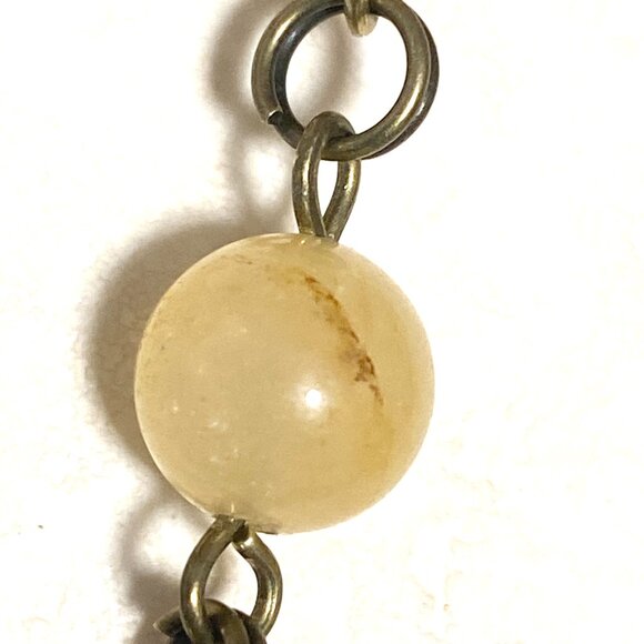 Genuine Yellow Aventurine Short Necklace, Bronze Paw Print Heart Beat + Gemstone - Picture 10 of 16